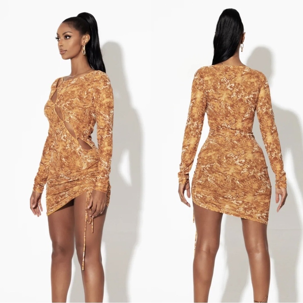 NWT Sodah London Angel 2.0 Cut Out Orange Swirl Mini Dress Large